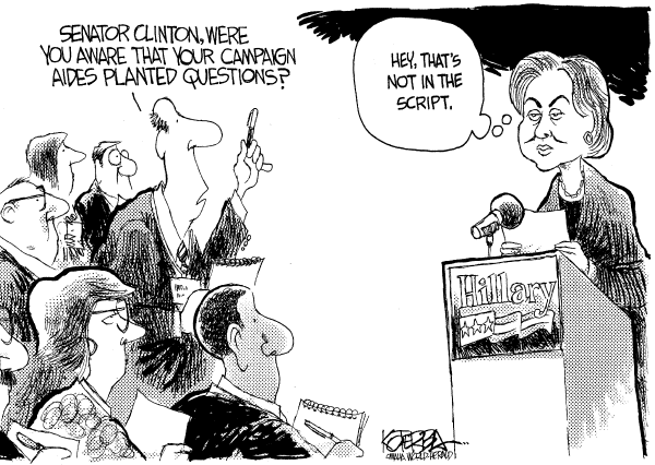 Editorial Cartoon by Jeff Koterba, Omaha World-Herald on Hillary Takes a Hit
