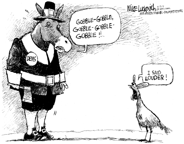 Editorial Cartoon by Mike Luckovich, Atlanta Journal-Constitution on Democrats Pledge Bipartisanship