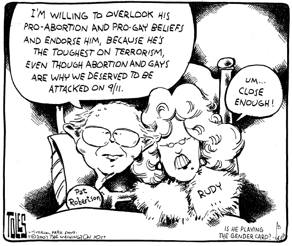 Editorial Cartoon by Tom Toles, Washington Post on GOP Campaign News