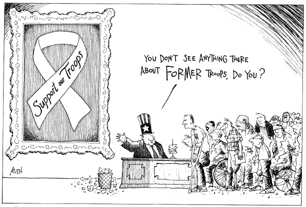 Editorial Cartoon by Tony Auth, Philadelphia Inquirer on Vets Honored