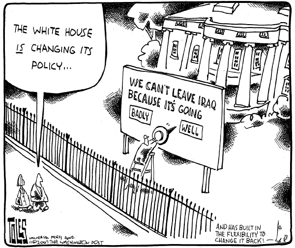 Editorial Cartoon by Tom Toles, Washington Post on White House Cites Progress in Iraq