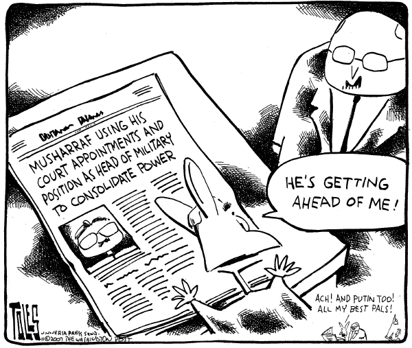 Editorial Cartoon by Tom Toles, Washington Post on Crisis Persists In Pakistan