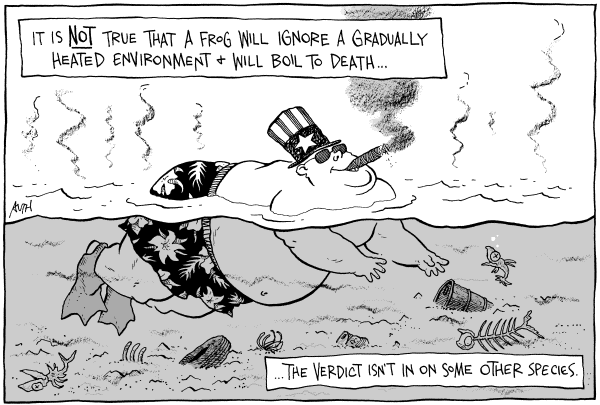 Editorial Cartoon by Tony Auth, Philadelphia Inquirer on Global Warming Study Raises Alarms
