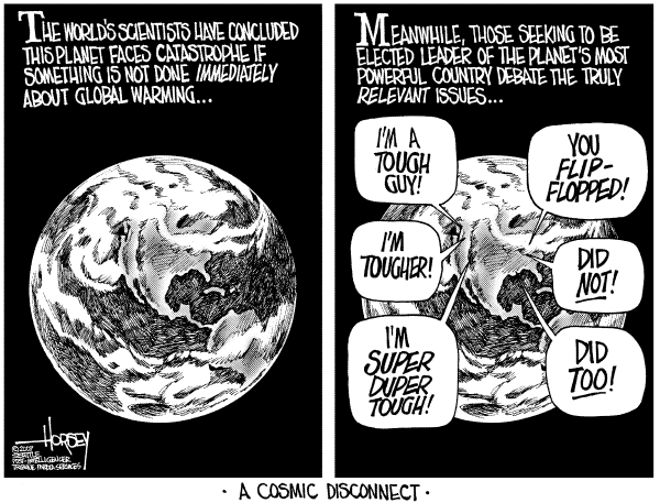 Editorial Cartoon by David Horsey, Seattle Post-Intelligencer on Global Warming Study Raises Alarms
