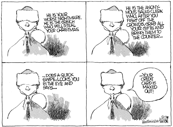 Editorial Cartoon by Don Wright, Palm Beach Post on Shopping Season Underway