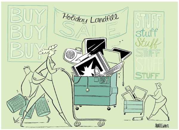 Editorial Cartoon by Ann Telnaes, CWS/CartoonArts Intl. on Shopping Season Underway