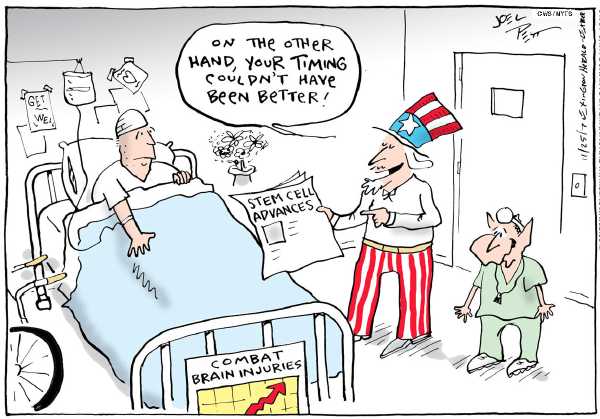Editorial Cartoon by Joel Pett, Lexington Herald-Leader, CWS/CartoonArts Intl. on Progress Reported in Iraq
