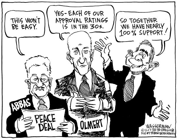 Editorial Cartoon by Dan Wasserman, Boston Globe on US Initiates Mideast Peace Talks