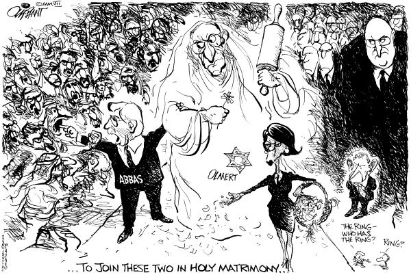 Editorial Cartoon by Pat Oliphant, Universal Press Syndicate on US Initiates Mideast Peace Talks