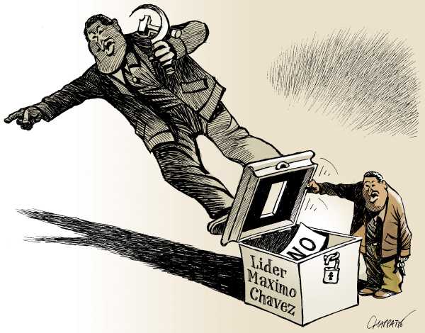 Editorial Cartoon by Patrick Chappatte, International Herald Tribune on Chavez Loses Key Vote