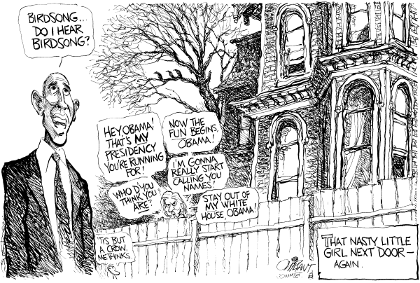 Editorial Cartoon by Pat Oliphant, Universal Press Syndicate on Democratic Campaign News