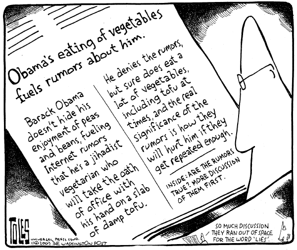 Editorial Cartoon by Tom Toles, Washington Post on Democratic Campaign News