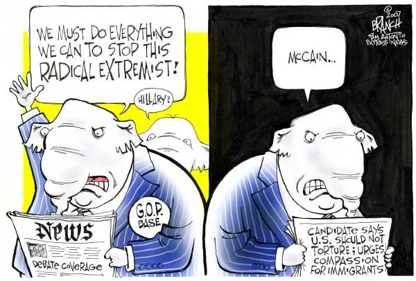 Editorial Cartoon by John Branch, San Antonio Express-News on GOP Campaign News