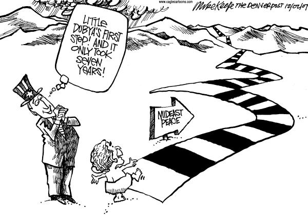 Editorial Cartoon by Mike Keefe, Denver Post on Mideast Peace Talks Continue