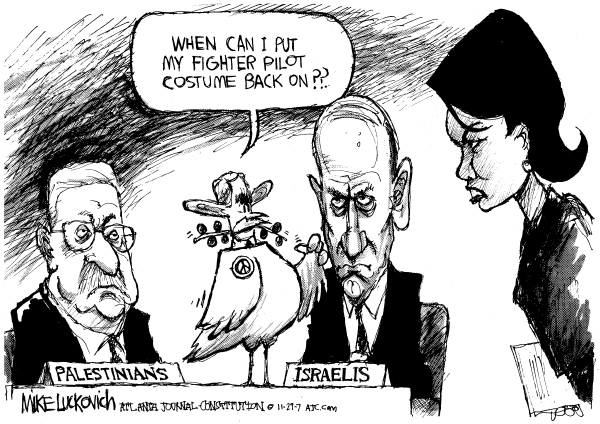 Editorial Cartoon by Mike Luckovich, Atlanta Journal-Constitution on Mideast Peace Talks Continue