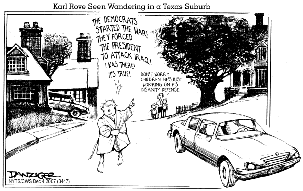 Editorial Cartoon by Jeff Danziger, CWS/CartoonArts Intl. on Democrats Pushed For Iraq War, Rove Says