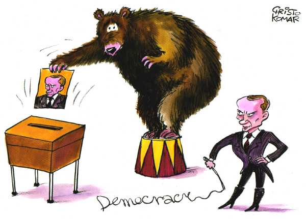 Editorial Cartoon by Christo Komarnitski, Sega, Sofia, Bulgaria on Putin Retains Power