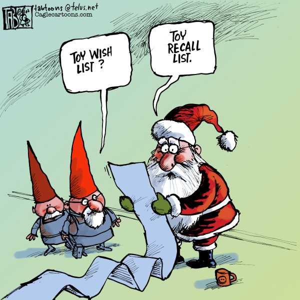 Editorial Cartoon by Tab (Thomas Boldt), Calgary Sun on Christmas Season Underway