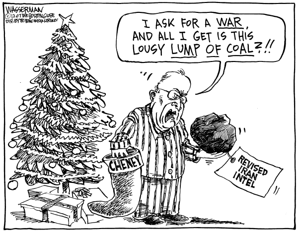 Editorial Cartoon by Dan Wasserman, Boston Globe on Christmas Season Underway