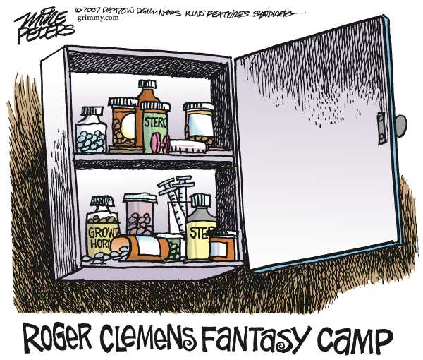 Editorial Cartoon by Mike Peters, Dayton Daily News on New Report Accuses Baseball Stars