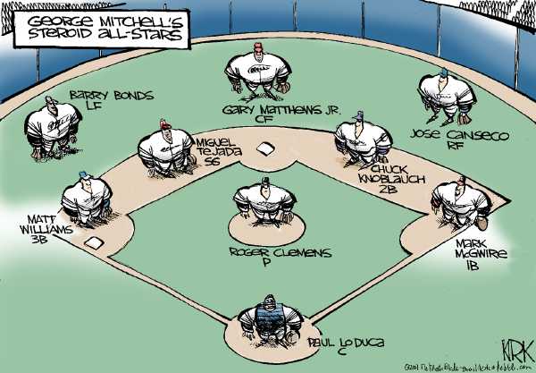 Editorial Cartoon by Kirk Walters, Toledo Blade on New Report Accuses Baseball Stars