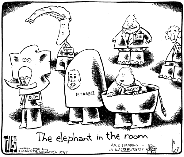 Editorial Cartoon by Tom Toles, Washington Post on GOP Campaign News