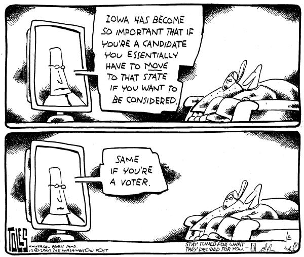 Editorial Cartoon by Tom Toles, Washington Post on GOP Campaign News
