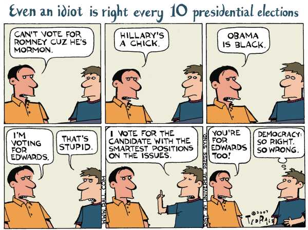 Editorial Cartoon by Ted Rall on Iowa Caucus Nears