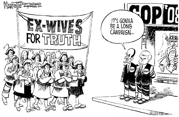 Editorial Cartoon by Doug Marlette, Tallahasee Democrat on GOP Hopefuls Kick Off Campaigns