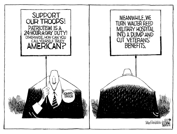 Editorial Cartoon by Don Wright, Palm Beach Post on Trouble on the Homefront