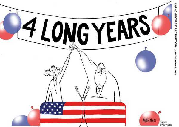 Editorial Cartoon by Ann Telnaes, CWS/CartoonArts Intl. on Milestone Reached in Iraq