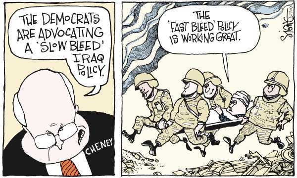 Editorial Cartoon by Signe Wilkinson, Philadelphia Daily News on Milestone Reached in Iraq
