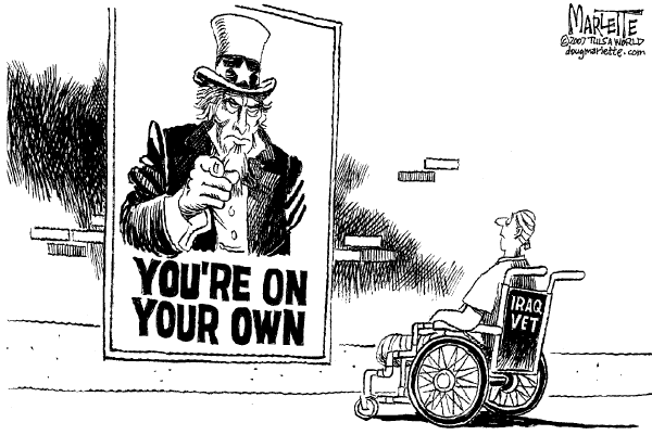 Editorial Cartoon by Doug Marlette, Tallahasee Democrat on Soldiers Mistreated at Walter Reed