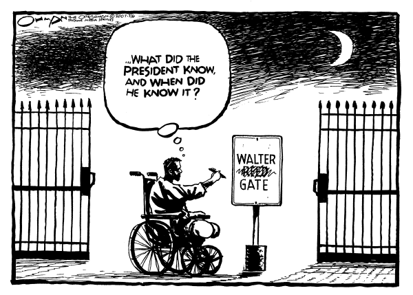 Editorial Cartoon by Jack Ohman, The Oregonian on Soldiers Mistreated at Walter Reed