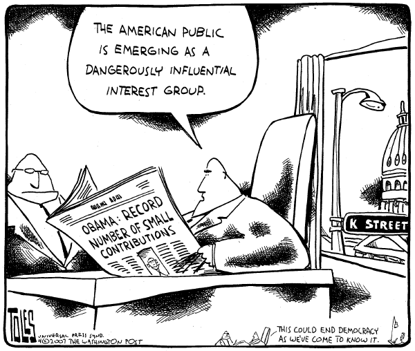Editorial Cartoon by Tom Toles, Washington Post on Democratic Race Takes Shape