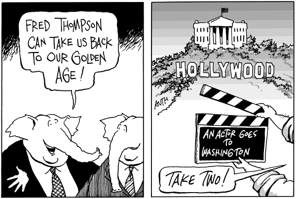 Editorial Cartoon by Tony Auth, Philadelphia Inquirer on GOP Race Takes a Turn