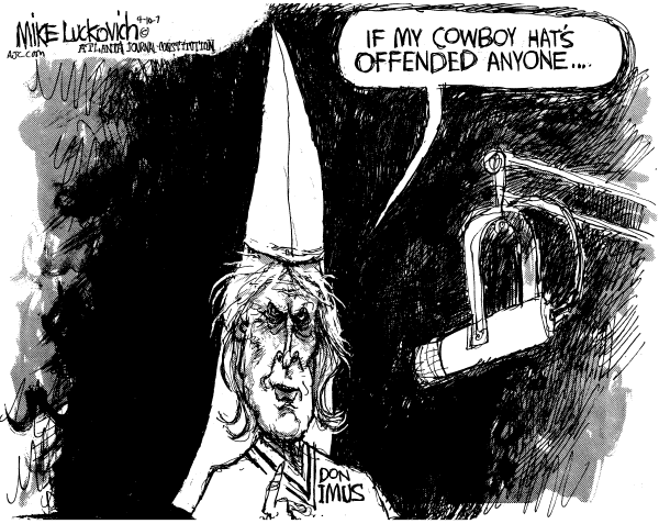 Editorial Cartoon by Mike Luckovich, Atlanta Journal-Constitution on Radio DJ Imus Fired