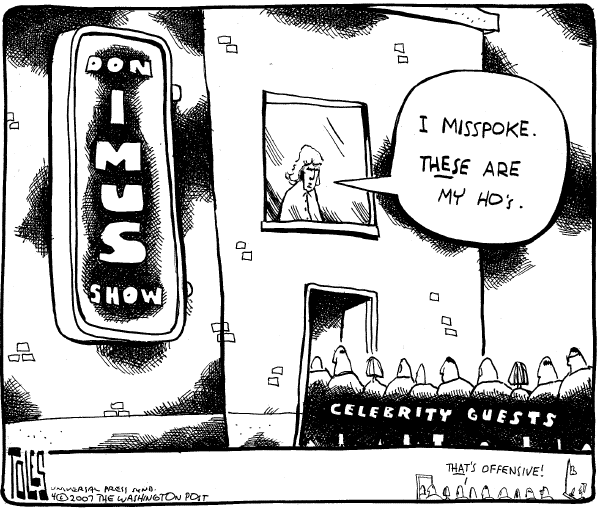 Editorial Cartoon by Tom Toles, Washington Post on Radio DJ Imus Fired