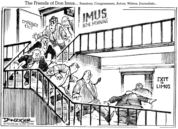 Editorial Cartoon by Jeff Danziger, CWS/CartoonArts Intl. on Radio DJ Imus Fired