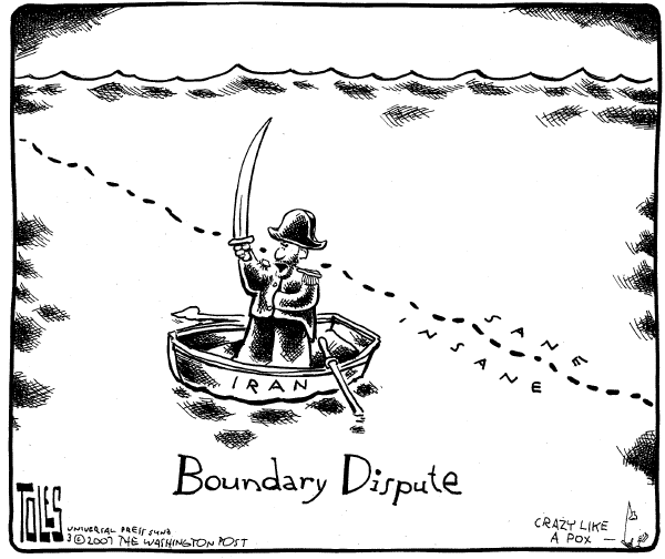 Editorial Cartoon by Tom Toles, Washington Post on Iran Captures, Releases British Sailors