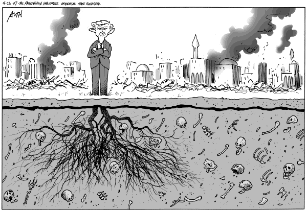 Editorial Cartoon by Tony Auth, Philadelphia Inquirer on Bush, Democrats Battle Over Iraq