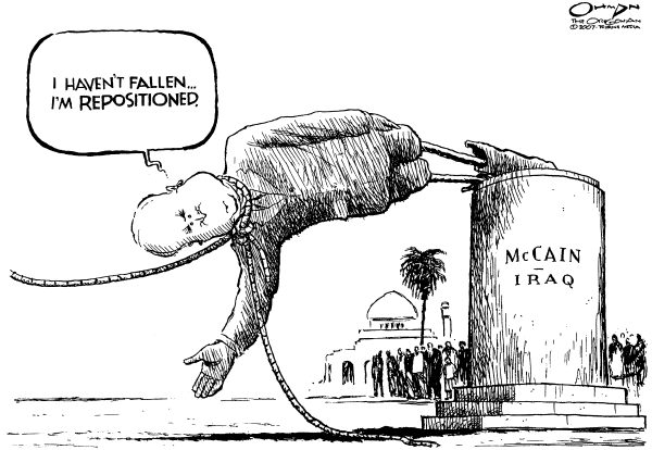 Editorial Cartoon by Jack Ohman, The Oregonian on McCain Visits Baghdad
