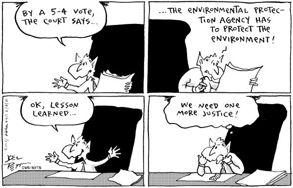 Editorial Cartoon by Joel Pett, Lexington Herald-Leader, CWS/CartoonArts Intl. on Supreme Court Makes an Environmental Ruling