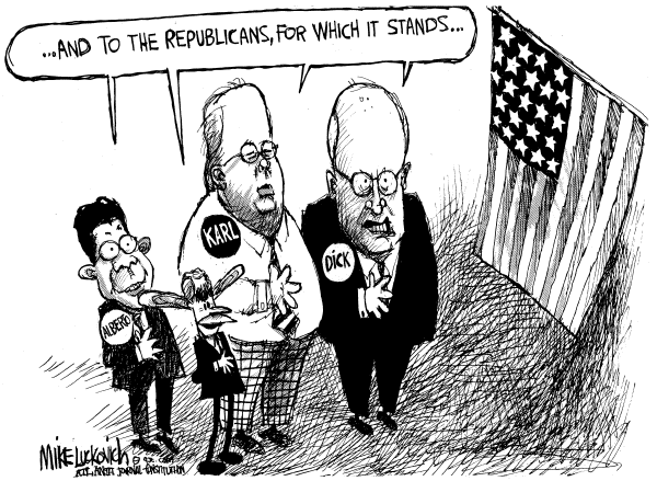 Editorial Cartoon by Mike Luckovich, Atlanta Journal-Constitution on Gonzales Still Attorney General