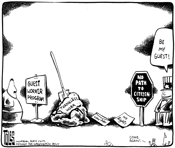 Editorial Cartoon by Tom Toles, Washington Post on Immigration Bill Crosses Party Lines