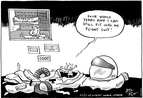 Editorial Cartoon by Joel Pett, Lexington Herald-Leader, CWS/CartoonArts Intl. on Milestone Reached in War