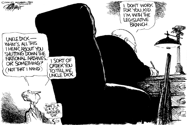 Editorial Cartoon by Pat Oliphant, Universal Press Syndicate on Cheney: VP Its Own Branch of Government