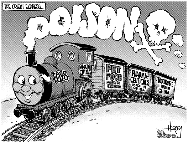 Editorial Cartoon by David Horsey, Seattle Post-Intelligencer on China Exports Cause Concern
