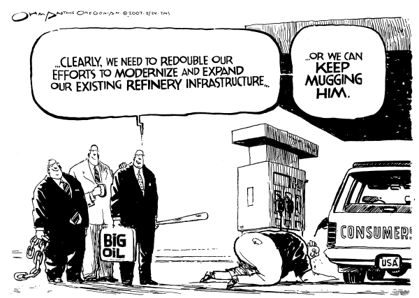 Editorial Cartoon by Jack Ohman, The Oregonian on Cost of Gas Remains High