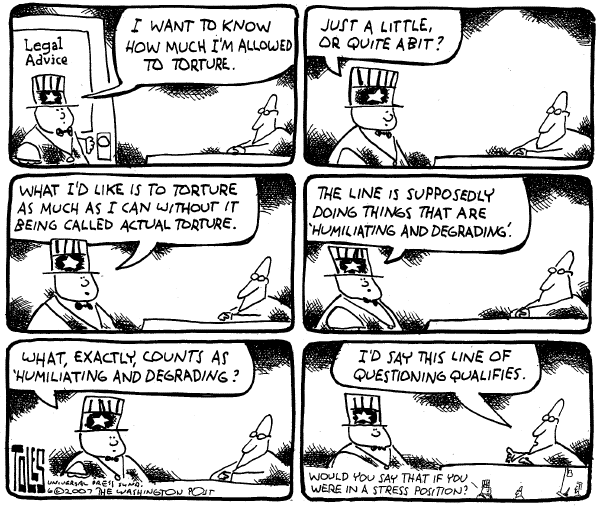 Editorial Cartoon by Tom Toles, Washington Post on Security Tightens on Homefront